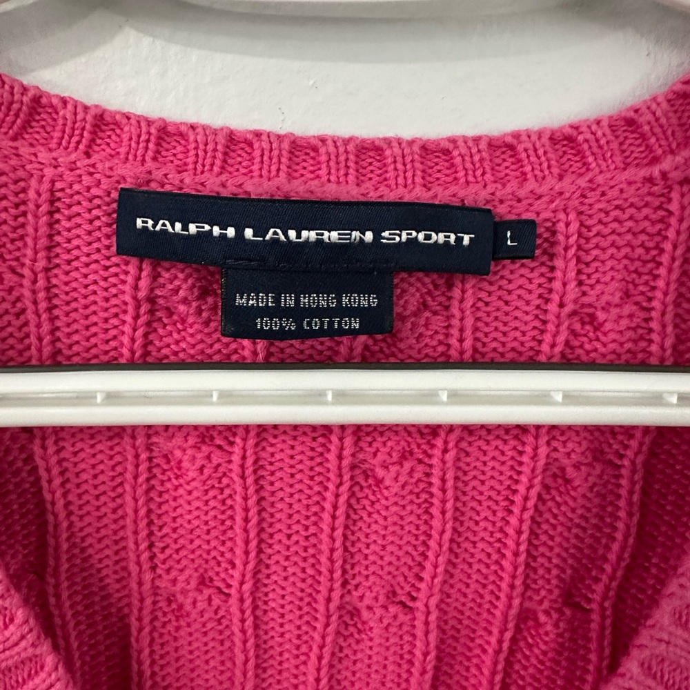 Ralph Lauren V-Neck Sweater in Vibrant Pink - Picture 2 of 4